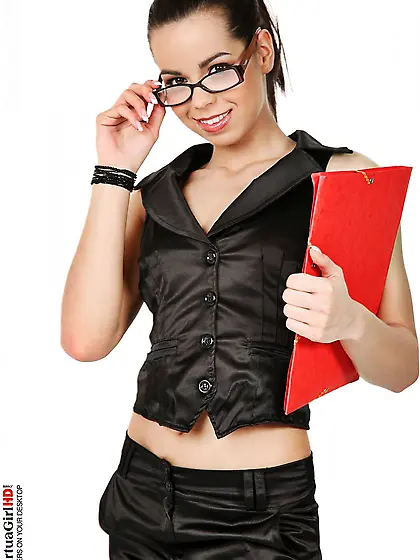 Lusty teen Jessica Koks in black lingerie and stockings willing