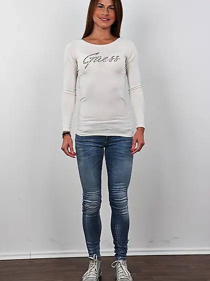 Shaved cunt small tits