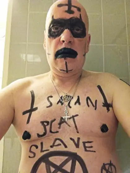 Satan slave takes a perverted Enema Scat session