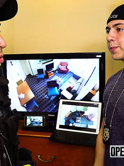 Young handcuffed teen