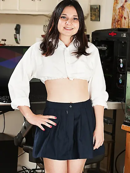 Cute babe sits black