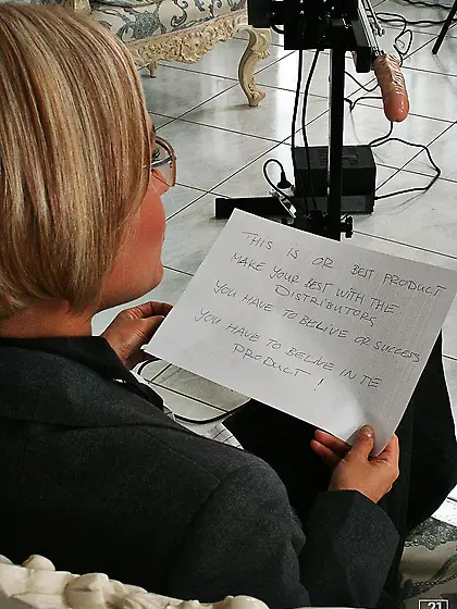 Action filmed behind the scene with blonde office slut Szilvia L