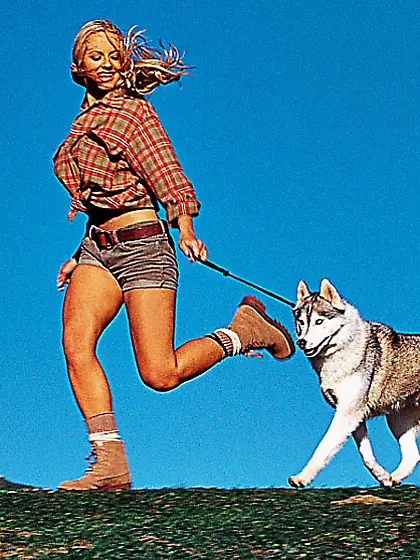 Blonde dog lover checkered