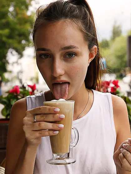 Solo brunette chick takes