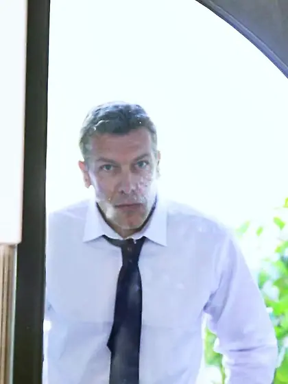 Long-haired asian teen stiff