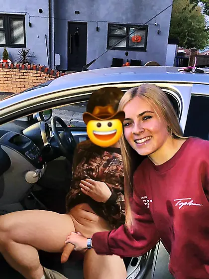 Hot young girl holds large cock