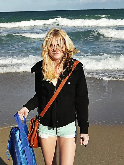 Blonde colleen takes cock in doggy before her small tits get cov