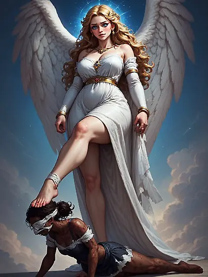 Divine Angel Rests Foot On Niggers Head