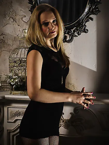 Blonde lacy lingerie stockings