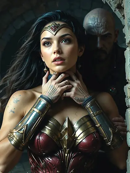 Wonder Woman strangled