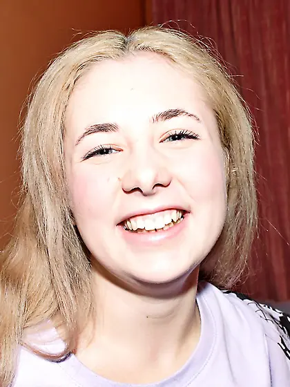 Smily teen blonde willingly