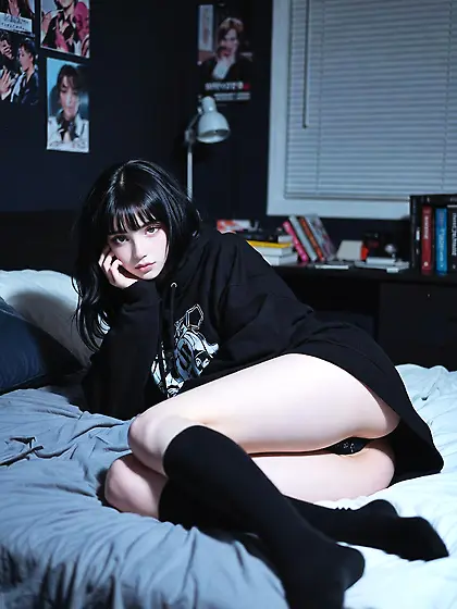 Emo goth young teen girl