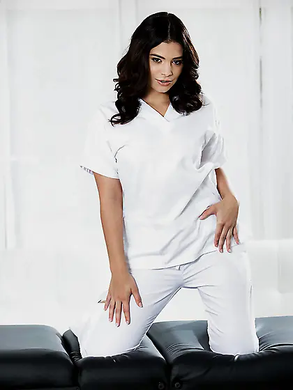 Horny masseuse undresses till bare nudity waiting for her favori