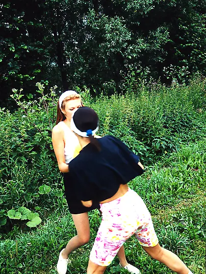 Sporty teen girls undressing