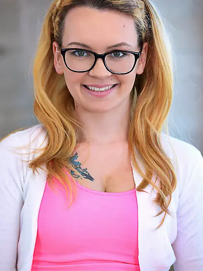 Cute bookworm looks so innocent that no one will think that she