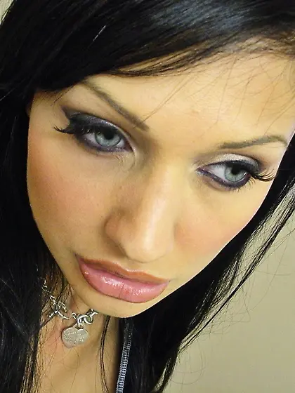 Busty brunette with blue eyes gets fucked by a hung Asian guy