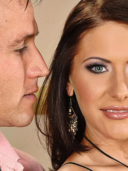 Graceful leggy brunette Lara Sharm gets her moist pink pussy fuc