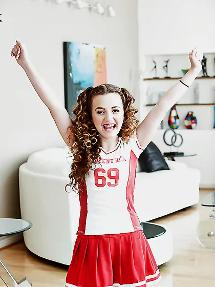 Cute brunette cheerleader