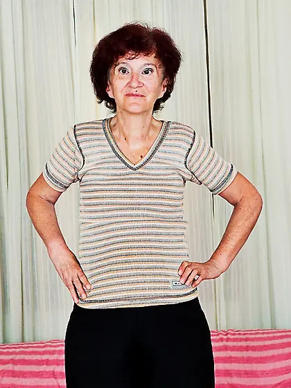 Brunette lady small tits