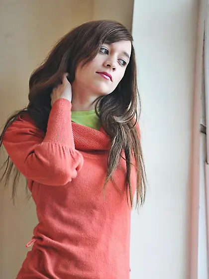 Sensitive brunette girl enjoys herself while revealing underwear