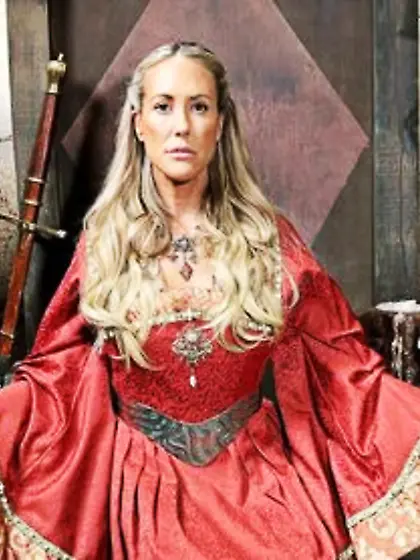 Hot blonde queen teases with her huge natural breasts when takin