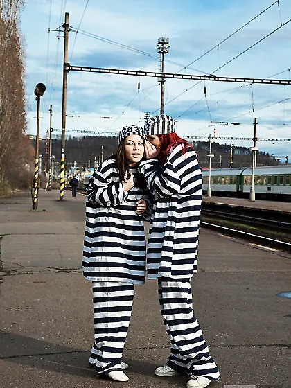 Foxy teen babe Gabrielle Lupin poses with her friend in sexy pri