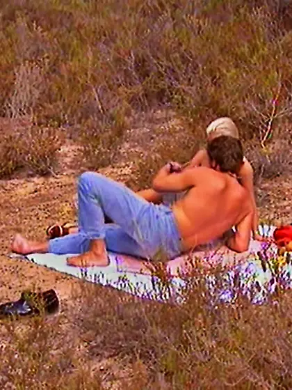 Strangers join couple having sex on nature