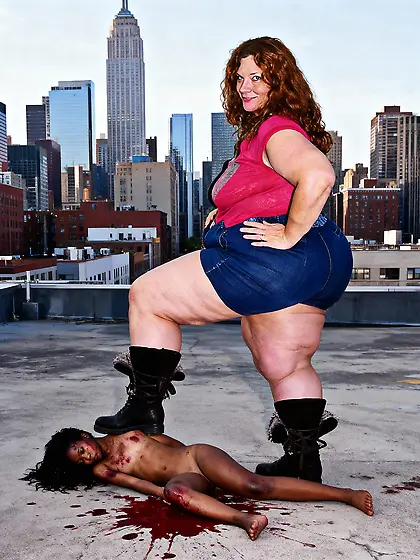 Huge bbw crushes nigger under boot