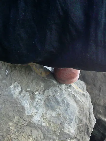 Balls sticking out of shorts