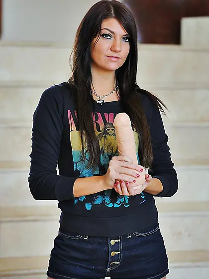 Flat chested brunette girl Cassy FTV rides on top of dildo for y