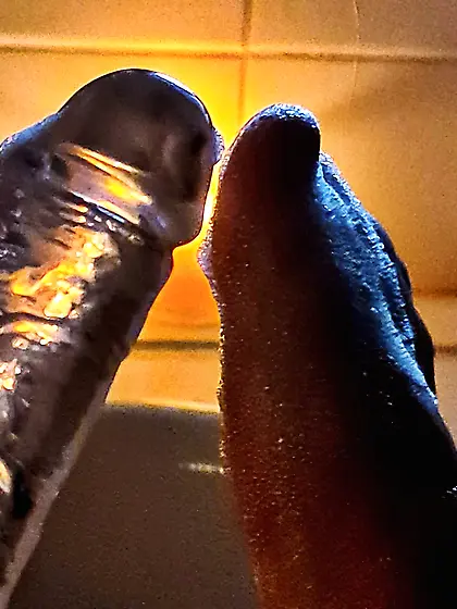 Foot and sextoy.  Bathtime