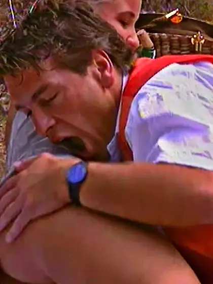 Blonde opens up wet cunt for three guys