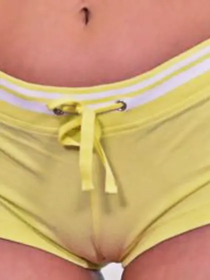 Beautiful blond doll interrupts workout to get roughly drilled b