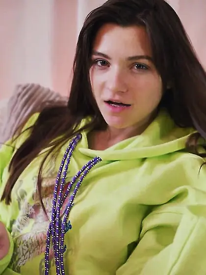 Hot romantic teen showing petite pussy