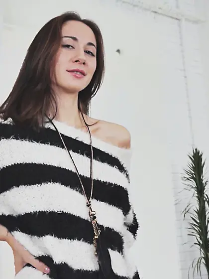 Brunette gal perky tits