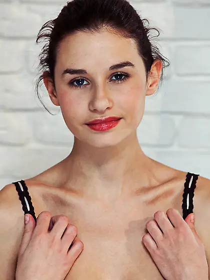 Lovely brunette wearing brown