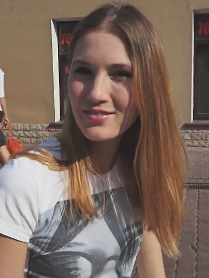 Blonde chick slender body