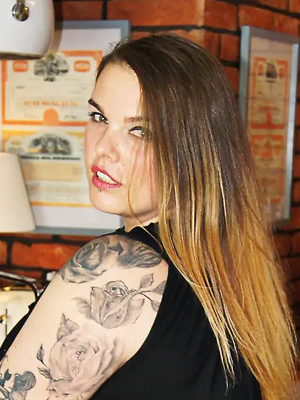 White girl with brown hair and big tits