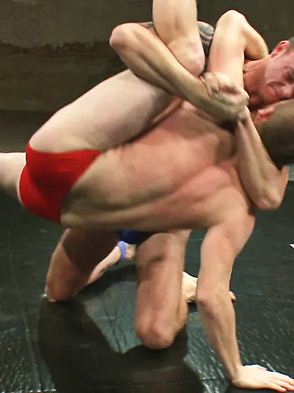 Guy fondles cock while getting ass banged...