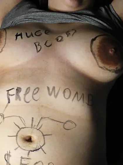 Milky Mari with a body writing before breeding gangbang!