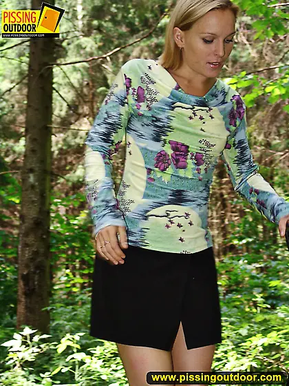 Pissing on green leaves