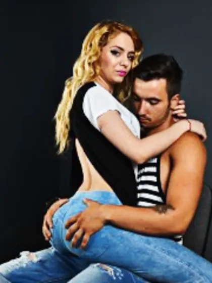 Blonde Teen Alissa and Blonde Alec Striptease.