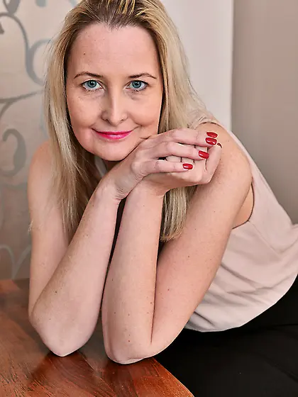 Blonde small saggy tits