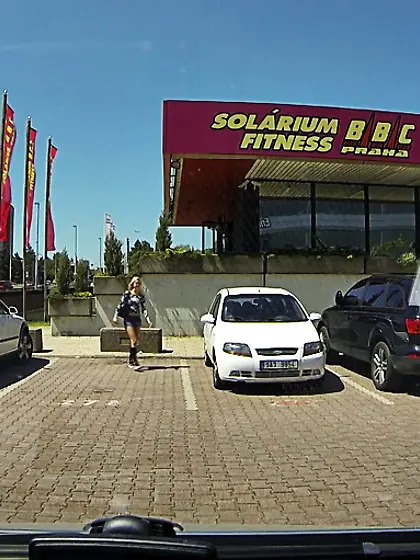 Long-haired blonde babe jeans