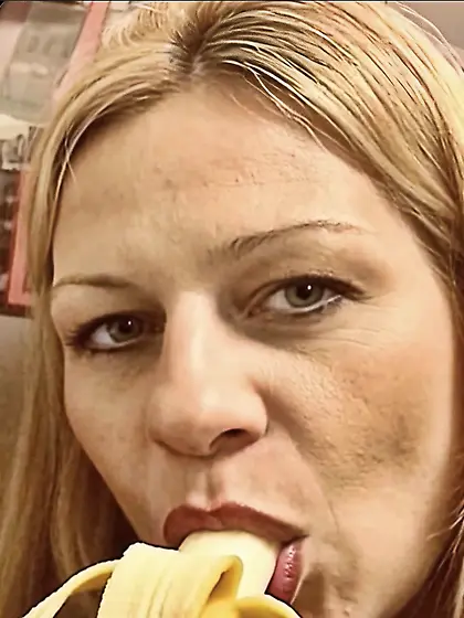 Pig Nicole sucking bannana