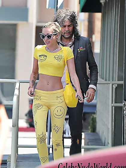 Miley Cyrus Nipple Pokes In A Yellow Top While Out In Los Angele