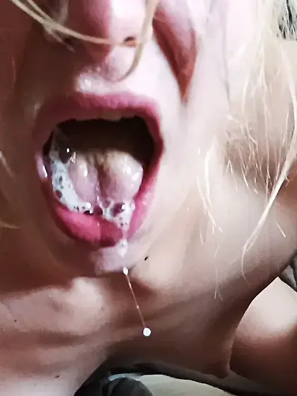 Blonde MILF getting Messy Face Fuck Sucks Balls Jerks Big Co