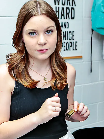 Naughty redhead teen Adrianna Jade gets punished for stealing