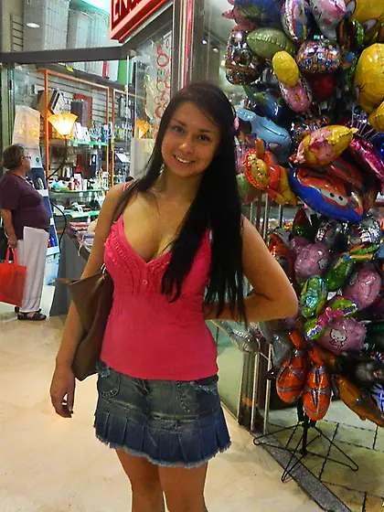Cute hottie wanders mall
