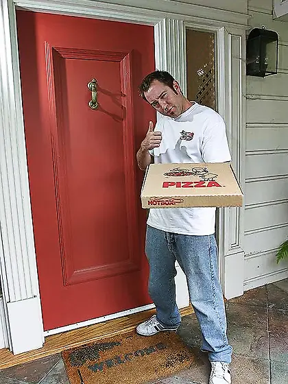 Sindy Lange takes her mini skirt off for the pizza dude and suck